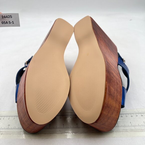 miss left Blue Crisscross Strap Open Toe Slingback Sandal Adjustable Buckle Shoe - Picture 7 of 8